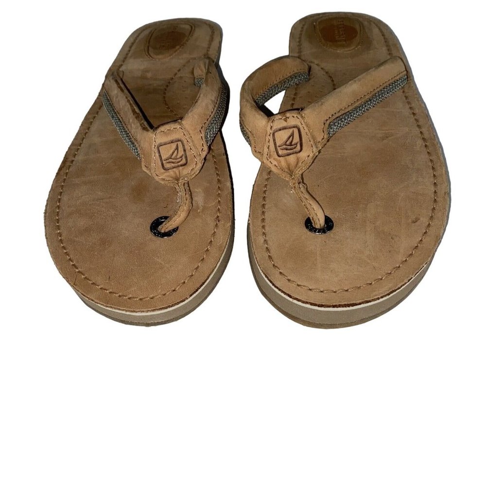 SPERRY Top Sider Tan Thong Women's Flip Flops Sandals Sz 6 M - Picture 4 of 6